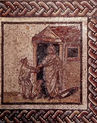 Gallo-roomalainen taide: maalaiskalenteria esittävä mosaiikkilattia. Juhlakohtaus. 100-luvun loppu, 200-luvun alku jaa. Saint-Romain-en-Galista (Rhône). Saint-Germain-en-Laye, Kansallinen arkeologinen museo