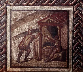 Gallo-roomalainen taide: maalaiskalenteria esittävä mosaiikkilattia. Pajutyö ja korien punonta. 100-luvun loppu, 200-luvun alku jaa. Saint-Romain-en-Galista (Rhône). Saint-Germain-en-Laye, Kansallinen arkeologinen museo
