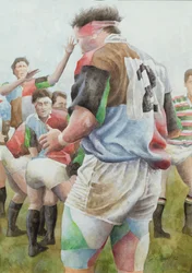 Rugbyottelu: Harlequins vastaan Northampton, Brian Moore sivurajaheitossa, 1992