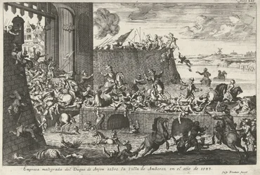 Franse Furie te Antwerpenistä, 1583 Anjoun herttuan epäonnistunut yritys Amberezin kaupungissa vuonna 1583 (otsikko esineessä)