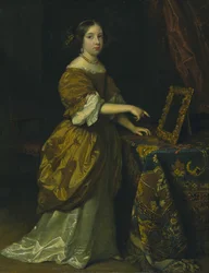 Tyttö seisoo peilin edessä, 1668.