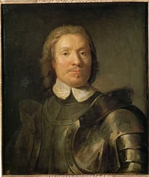 Oliver Cromwell haarniskassa ... (maalaus kankaalle)