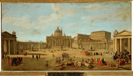 Pyhän Pietarin basilika Roomassa, noin 1700-1710 (maalaus kankaalle).