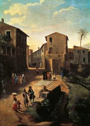 Näkymä Tivolista, Gaspar van Wittel (1652 tai 1653-1736), Yksityiskohta