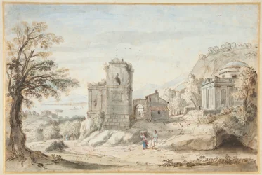 Maisema raunioilla ja temppeli, 1716