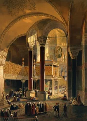 Haghia Sophia, levy 8: keisarillinen galleria ja kabinetti, kaivertaja Louis Haghe (1806-85), julkaistu 1852.