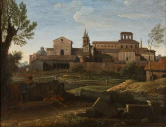 Italialainen maisema näköalalla Saint Giovanniin Lateranossa, n. 1672-75 (öljy kankaalle)