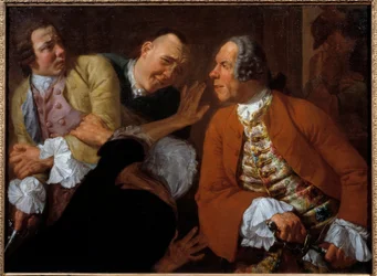 Taistelu herrasmiesten välillä. Gaspare Traversin (1732-1769) maalaus 1700-luvun su. 0,99x0,73 m