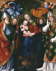 Madonna, lapsi ja pyhimykset, 1516 (paneeli)