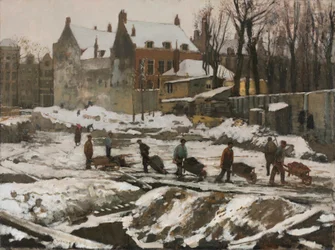 Rakennustyömaa Amsterdamissa, noin 1902 (öljy kankaalle)
