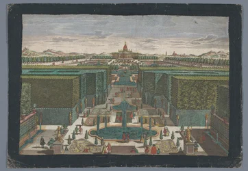 Näkymä puutarhan vasemmalla puolella olevalle kadulle Spaziergang zur linkken Seite des Lust-Gartens (otsikko esineessä)