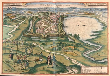Papa, Unkari - Georg Braunin "Civitates Orbis Terrarum", Köln 1617.