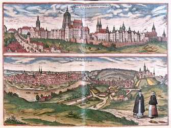 Praha (Böömi), Tšekin tasavalta - Georg Braunin teoksessa "Civitates Orbis Terrarum", Köln 1617.
