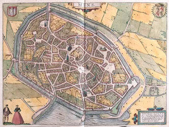 Ruen, Nimes ja Bordeaux, Ranska - Georg Braunin teoksessa "Civitates Orbis Terrarum", Köln 1617.