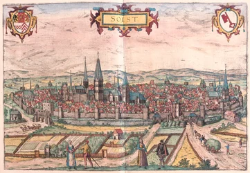 Soest, Saksa - Georg Braunin teoksessa "Civitates Orbis Terrarum", Köln 1617.
