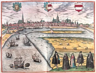 Wismar, Saksa - Georg Braunin teoksessa "Civitates Orbis Terrarum", Köln 1617.