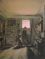 Saksa: Der Maler Gerhard von Kügelgen in seinem Atelier Maalari Gerhard von Kügelgen ateljeessaan.