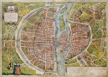 BRAUN, George (1541-1622). ORTELIUS, Abraham (1527-1598). HOGENBERG, Franz (1535-1590). Civitatis Orbis Terrarum (Theatrum orbis terrarum). 1572-1617. Pariisi (1572). Nide I. Etsaus. ESPANJA. KASTILIA JA LEON. Salamanca. Salamancan yliopiston kirjasto