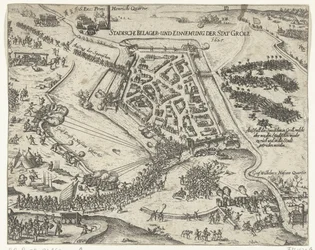Frederik Hendrikin Grolin piiritys, 1627 Stadische belager- und einnemung der stat Groll. 1627 (otsikko esineessä)