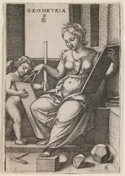 Geometria, sarjasta "Vapaat taidot", noin 1541 (kaiverrus).