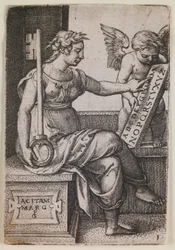 Grammatica, sarjasta "Vapaat taidot", noin 1541 (kaiverrus).