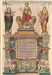 Braunin ja Hogenbergin kirjan Civitates orbis terrarum etukansi.