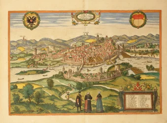 Halle an der Saalen kartta Civitates Orbis Terrarumilta, kirjoittanut Georg Braun