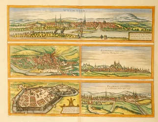 Georg Braunin Weimarin, Jenan, Erfurtin, Gothan ja Fuldan kartta maailman kaupungeista