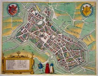 Georg Braunin (1541-1622) ja Frans Hogenbergin (1535-1590) "Civitates Orbis Terrarum" -teoksesta peräisin oleva Lillen kaupungin kartta noin 1572-1617. Pariisi, B.N.