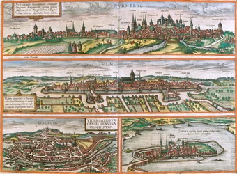 Nürnberg, Ulm, Salzburg, Lindau, Saksa, Itävalta.