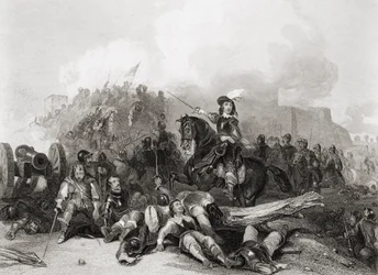 The Storming of Bristol, ika-26 ng Hulyo 1643, inukit ni J.C. Varrall (ukit)finn