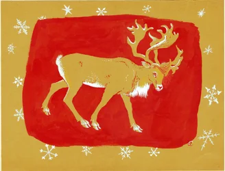 Poro, 1960-luku (guassi värillisellä kortilla)
