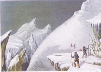 Mont Blancin nousun vaiheet, Collinsin julkaisemasta British Adventure -lehdestä, 1947.
