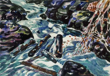The Brook, Nova Scotia (akvarelli ja kynä paperille)