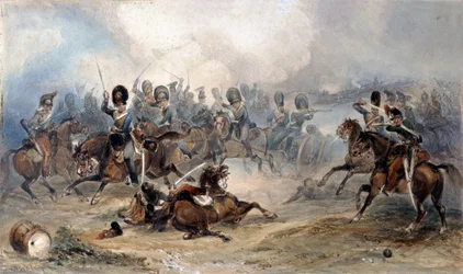 Kuninkaallisen ratsuväen tykistön kapteeni Norman Ramsay laukkaa joukkoineen Ranskan armeijan läpi turvaan Fuentes de Oñoron taistelussa, 1811