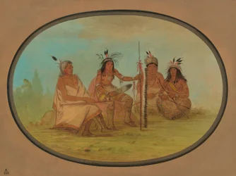 Ikääntynyt Ojibbeway-päällikkö ja kolme soturia, 18611869.