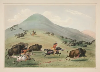 Buffalo Hunt, Chase, pl. 6 Pohjois-Amerikan intiaaniportfoliosta