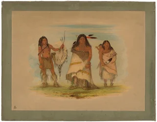 Camanchee-päällikkö, hänen vaimonsa ja soturi, 1861 (öljy kartongille kiinnitettynä kartongille)