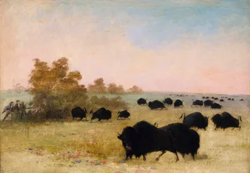 Catlin ja Party Stalking Buffalo, Ylä-Missouri, 1846-1848.