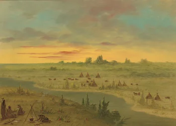 Pawnee Indians -leiri auringonlaskun aikaan, 18611869.