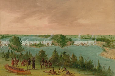 Isä Hennepin ja seuralaiset St. Anthonyn putouksilla. 1. toukokuuta 1680, 18471848.