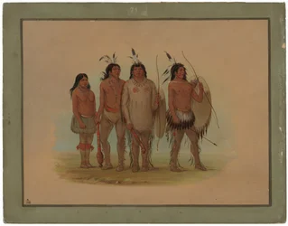 Kiowa-päällikkö, hänen vaimonsa ja kaksi soturia