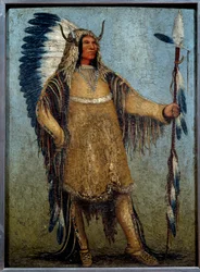 Täyspitkä muotokuva indie-kapellimestarina juhlapuvussa George Catlinin (1794-1872) maalaus