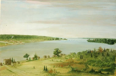 Sault Ste. Marie, kaukana näkyy Yhdysvaltain varuskunta.