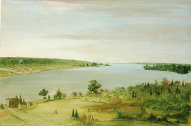 Sault Ste. Marie, esittää Yhdysvaltain varuskuntaa kaukaa, 1836-1837.