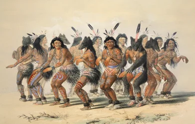 The Bear Dance -yksityiskohta, pubi. 1845 värilitografia.