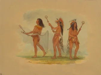 Kolme juhlittua pallonpelaajaa - Choctaw, Sioux ja Ojibbeway, 1861.