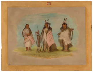 Kaksi Blackfoot Warrioria ja nainen
