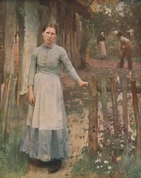 Tyttö portilla, 1889, c1930.
