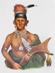 Appanoose, Saukin päällikkö, 1837, kuvitus teoksesta "The Indian Tribes of North America, Vol.2", Thomas L. McKenney ja James Hall, pub. kirjoittanut John Grant